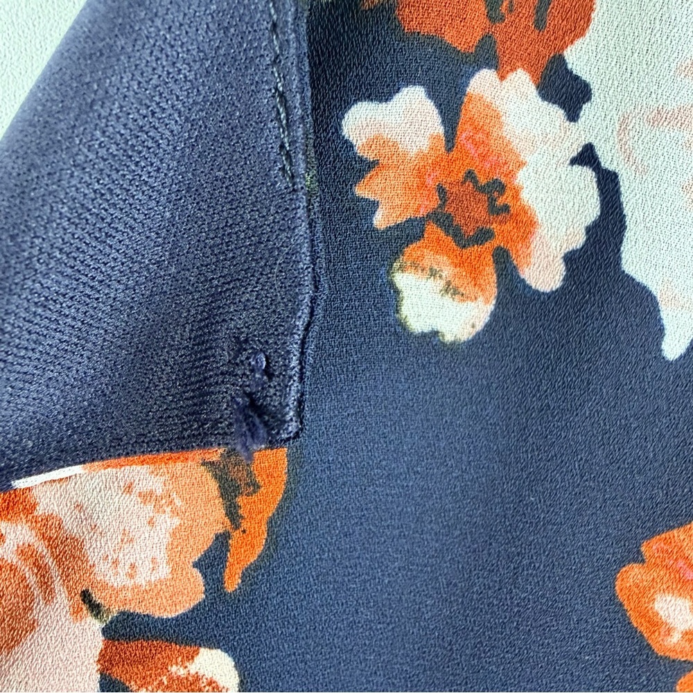 Lulus Floral Romper Dress Overlay Split Sleeve Boho Skort Navy Small - Picture 14 of 16